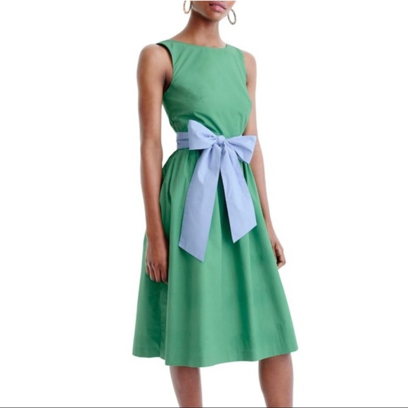 green fit flare dress